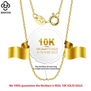 Rinntin Real 10K Solid Gold Chain Necklace for Women AU417 Simple Pure Gold Basic Necklace Neck Chain Fine Jewelry FC