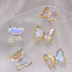 10pcs Aurora Crystal Butterfly Nail Parts Studs 3D AB Dazzle Japanese Bow Decor Parts For Manicure Jewelry Charm Supply 12*10MM