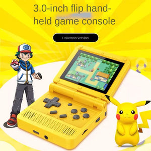 2023 New Pokemon Pikachu Retro GBA game console clamshell folding open source handheld ips screen portable handheld arcade PS1