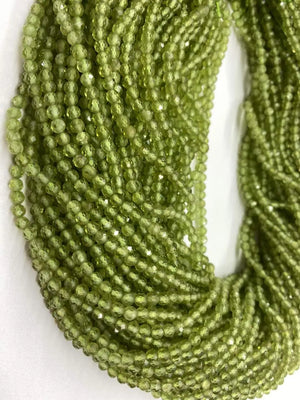 38cm Natural Peridot Faceted Round Beads 2mm / 3mm / 4mm