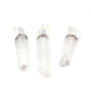 KFT Simple Style Silver Plated Clear Quartz Rock Crystal Irregular Shape Stone Pendant Charm Jewelry