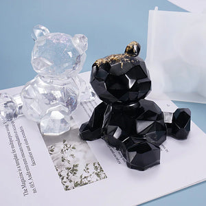 DIY Bear Resin Mold Three-dimensional Geometric Bear Crystal Epoxy Mold Decoration Cartoon Little Rilakkuma Silicone Mold