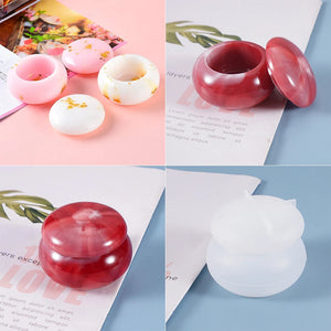 Pudding Jar Storage Bottle Silicone Resin Mold with Lid Candle Holder Box Mould Epoxy Casting Resin Mold