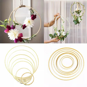 5pcs 9-30cm Catcher Ring Wood Bamboo Circle Embroidery Hoop DIY Art Craft Hanging Flower Wedding Party Wreath Decoration