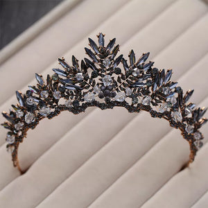 Baroque Bronze Black Crystal Beads Bridal Tiaras Rhinestone Diadem Pageant Crown for Brides Headbands Wedding Hair Accessories