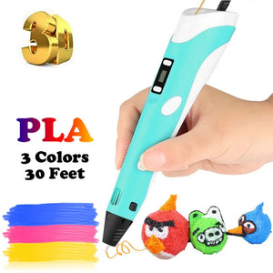 Dikale 3D Printing Pen 2nd Generation LED Screen Impresora 3D Imprimante Stift Pencil PLA Filament for Kids Adult DIY Art Gift