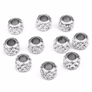 20pcs Rhinestone Round Crystal Beads Gold Color Big Hole Spacer Beads for Jewelry Makings DIY Bracelet Necklace Wholesale