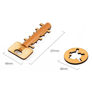 Wooden Toy Unlock Puzzle Key Funny Kong Ming Lock Toys Educational Kids Jigsaw Montessori Toys Children Adult Thinking Games