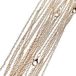 10pcs Rose Gold Black Silver Plated Metal Chain Necklace Chains 60cm length Lobster Clasp DIY Jewelry Making Accessories