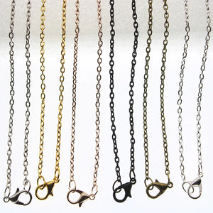10pcs Rose Gold Black Silver Plated Metal Chain Necklace Chains 60cm length Lobster Clasp DIY Jewelry Making Accessories