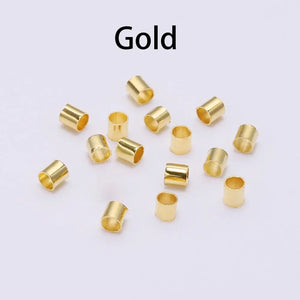 150-500pcs 1.5 2.0 2.5mm Gold Copper Tube Crimp End Beads Stopper Spacer Beads For Jewelry Making Findings Supplies Necklace