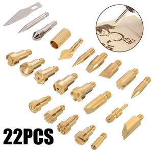 22Pcs/lot Copper Iron Electric Carving Tool Tips Wood Leather  Engraving Burning Pen Soldering Iron Tips For DIY Art Embossing