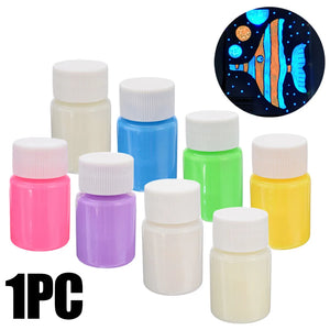 1PC Glow in the Dark Pigment Luminous Acrylic Glitter Paint Fluorescent Paint For Kid DIY Art Decoration Wall Glass Paper