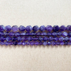15" Natural Stone Big Cuts Faceted A Quality Purple Amethyst Quartz Round Loose Beads 6 8 10 mm Pick Size