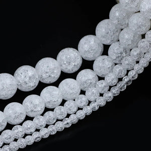 White Rock Popcorn Quartz Crystal Beads Natural Stone Round Crack Loose Beads For Jewelry Making DIY Bracelets 4/6/8/10/12MM