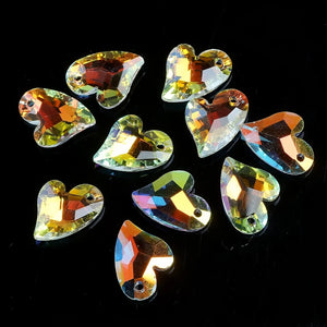 Shiny AB Color Crystal Heart/Drop/Oval/Cross Charms Pendant Glass Loose Spacer Beads for Jewelry DIY Making Necklaces Earrings
