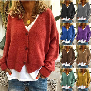 Women Sweater 2023 Autumn Casual Loose Ladies Tops Knitted Cardigan