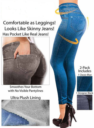 Push Up Seamless High Waist Warm Jeans Leggings Women Autumn