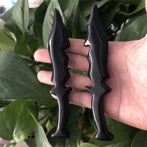 Natural Obsidian Dagger Quartz Crystals Hand Carved Knife Craft Men Gift Magic Amulet Sword Witch Supplies Healing Crystal
