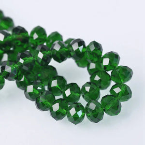 Rondelle Faceted Czech Crystal Glass  Deep Green Color 3mm 4mm 6mm 8mm 10mm 12mm Loose Spacer Beads for Jewelry Making DIY