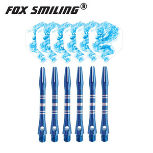 Fox Smiling 41mm Aluminium Dart Shafts And Darts Flights Set Dardos Feather Leaves Dart Accessories Set For Dartboard Games