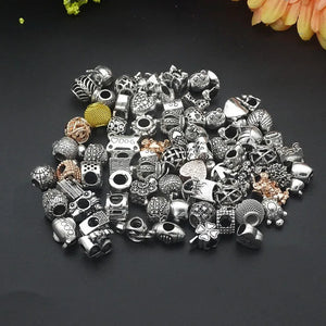 10pcs/lot Randomly mixed Color & Style Big Hole crystal Enamel Alloy Charms Beads pendants fit European  Charms Bracelets