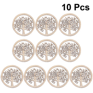 10pcs DIY Wooden Slices Hollow Life Tree Round Wooden Pieces Ornaments Wooden Chips Crafts Making Accessory Art Collection Craft