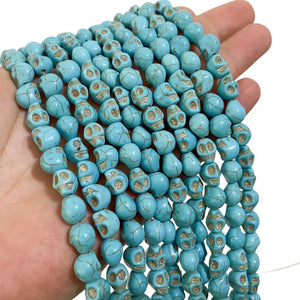 6/8/10MM White Turquoise Skull Stone Beads Blue Howlite Loose Spacer Beads For Jewelry Making DIY Bracelet Necklace Accessories