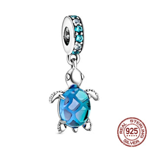 NEW 925 Sterling Silver Ocean Collection Sea Turtle Dolphin & Starfish Charm Bead Fit Original Pandora Bracelet DIY Jewelry Gift