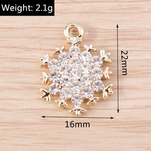 10pcs 16x22mm Crystal Christmas Snowflake Charms Pendants for Drop Earrings Necklaces Decoration DIY Jewelry Making Accessories
