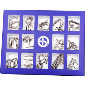 Metal IQ Mind Brain Teaser Puzzles Set Toys Logic Game Montessori Rings Unloop Toys Puzzle for Adults Kids Stress Relief Gifts