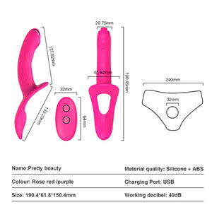 Double-heads Vibrator for Women Strap-on Dildo Vibrator Sex Toys for Lesbian Women Couples Remote Control Strapon Dildo Panties