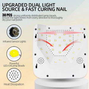 Rechargeable UV LED Lamp for Nails Bling-bling Cordless Gel Polish Dryer Machine 30LEDS Wireless Nail Dryer With Smart Sensor