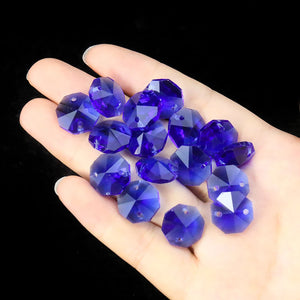 50PCS 14mm 2 Holes Crystal Octagonal Beads Prisms Chandelier Parts Pendant Glass Loose Bead Curtain DIY Jewelry Wedding Decor