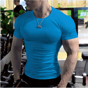 Short Sleeve Fitness T Shirt Running Sport Gym Muscle T-shirts Oversized Workout Casual