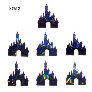 Holographic Molds for Epoxy Resin Silicone Magic Castle Shape Keychain with Hole Silicone Mold for DIY Tag Decor Crystal Pendant