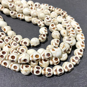 6/8/10MM White Turquoise Skull Stone Beads Blue Howlite Loose Spacer Beads For Jewelry Making DIY Bracelet Necklace Accessories