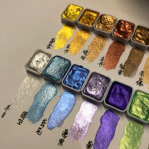 Dunhuang Color Mineral Pearlescent Solid Watercolor Pigment DIY Clay Coloring Nail Art Dripping Glue Ancient style illustration