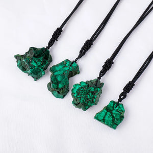1PC Natural Malachite Raw Stone Mineral Irregular Sliced Green Pendant Necklace For Men Women Crystal Reiki Gemstone Jewelry