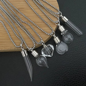 DIY Water Drop Openable Chain Necklace Unisex Crystal Perfume Bottle Blood Vial Pendant Choker Jewelry Props Accessories