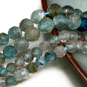 Fine 100% Natural Stone Beads Faceted Apatite Loose Round Gemstone Crystal For Jewelry Making DIY Bracelet Necklace Charm 2-4mm