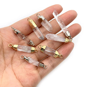 Natural Stone Irregular White Crystal Pendant 5-43mm Double Hole Connector Charm Fashion Jewelry DIY Necklace Earrings Accessory
