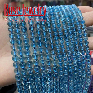 AAAAA Natural Blue Topazs Beads Blue Crystal Beads Natural Stone Bead For Jewelry Making Diy Necklace Bracelet 4/6/8/10/12mm 15"