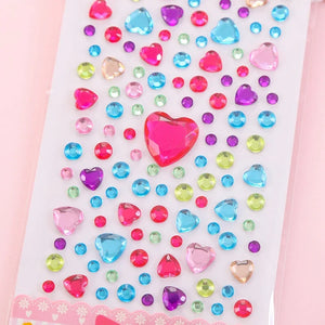 1 Sheet Heart Shape Sticker Rhinestones Acrylic Beads Scrapbooking Car Book Memo Decor Kids Toy DIY Art Craft
