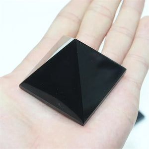 Natural Obsidian Pyramid Living Room Mineral Triangled Black Crystal Point Reiki Energy Stone Ornaments Desktop Decor