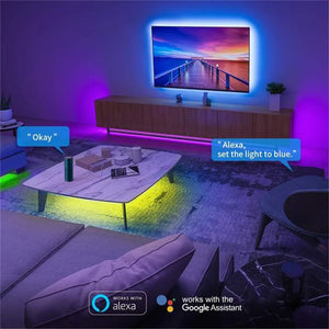 WiFi LED Strip Light Tuya Smart Life Flexible Light Lamp USB RGB5050 Desktop Screen TV BackLight Diode Tape Support Alexa Google