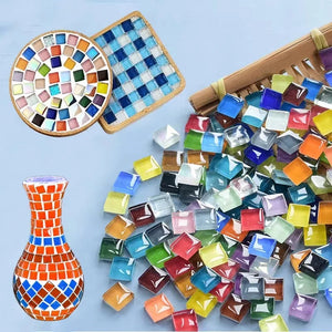 50pcs Assorted Color Mosaic Tiles Stained Glass Bulk Art Craft Supplies for DIY Projects Home Decoration 1X1cm Square