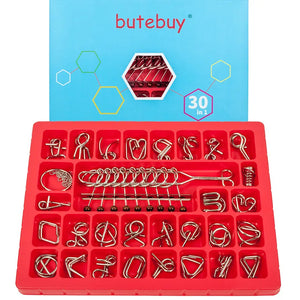 Metal IQ Mind Brain Teaser Puzzles Set Toys Logic Game Montessori Rings Unloop Toys Puzzle for Adults Kids Stress Relief Gifts