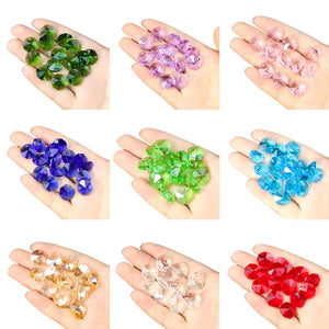 50PCS 14mm 2 Holes Crystal Octagonal Beads Prisms Chandelier Parts Pendant Glass Loose Bead Curtain DIY Jewelry Wedding Decor