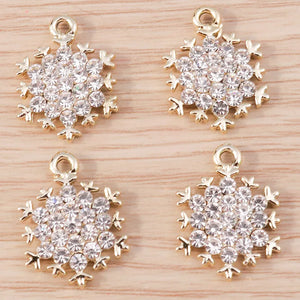 10pcs 16x22mm Crystal Christmas Snowflake Charms Pendants for Drop Earrings Necklaces Decoration DIY Jewelry Making Accessories